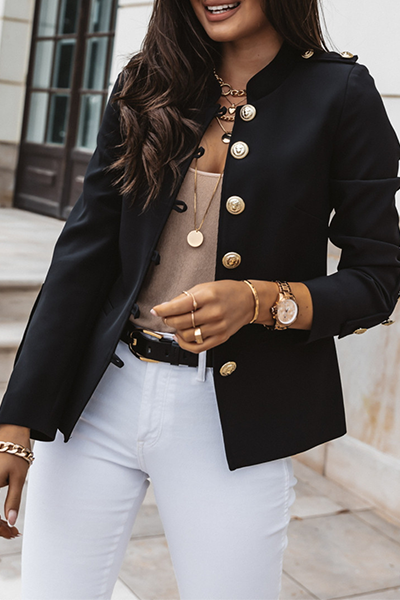 Kathleen | Casual Solid Patchwork Schnalle Mandarin Kragen Oberbekleidung