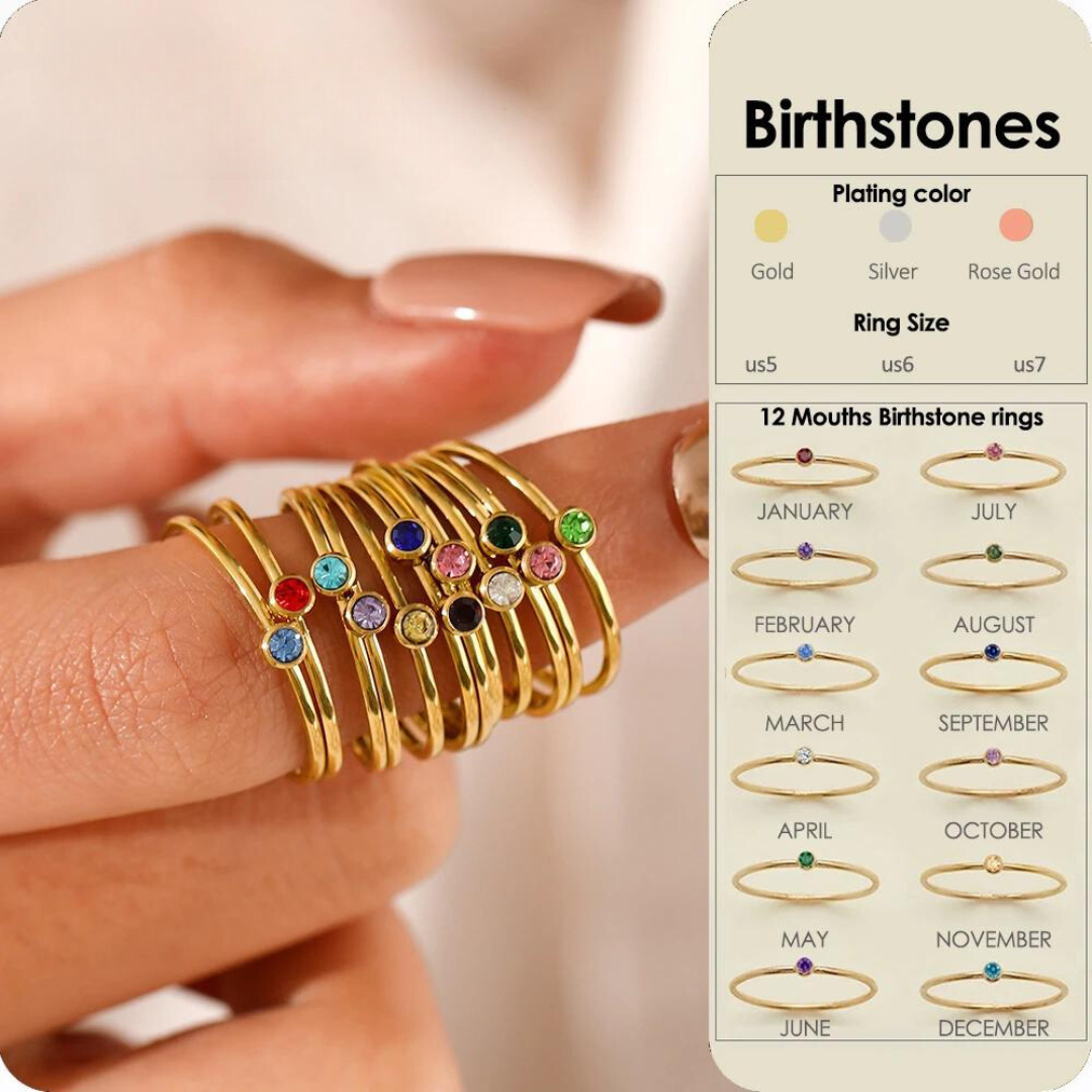 Elegante Geburtsstein Ringe für Frauen | Edelstahl