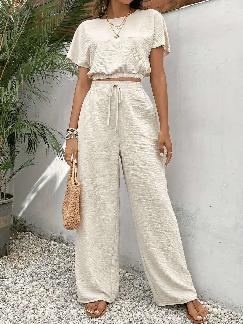 Sellie | Set mit Crop-Top und Tie-Dye-Hose mit Batwing-Motiv