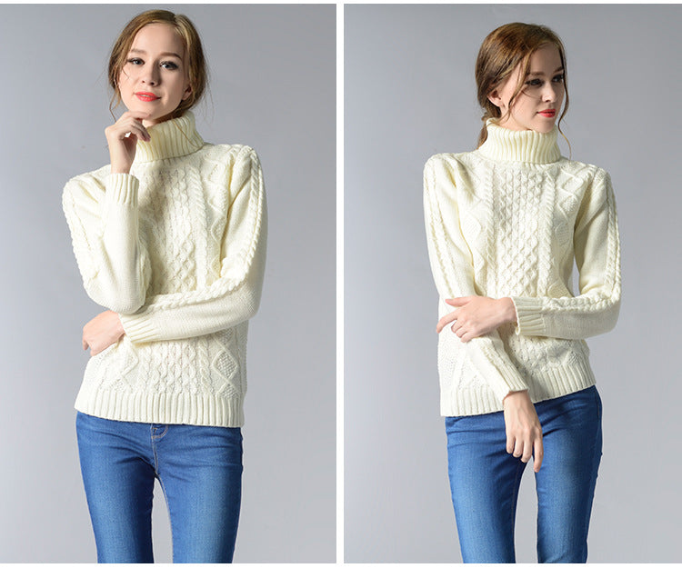 Andie | Damen Rollkragenpullover mit langen Ärmeln und Kabelstrick