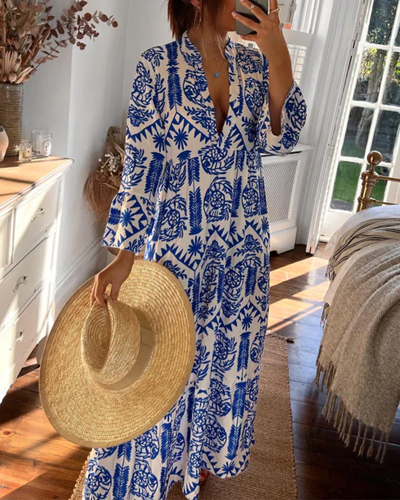 Laduni | Frauen Langes Blaues Kleid