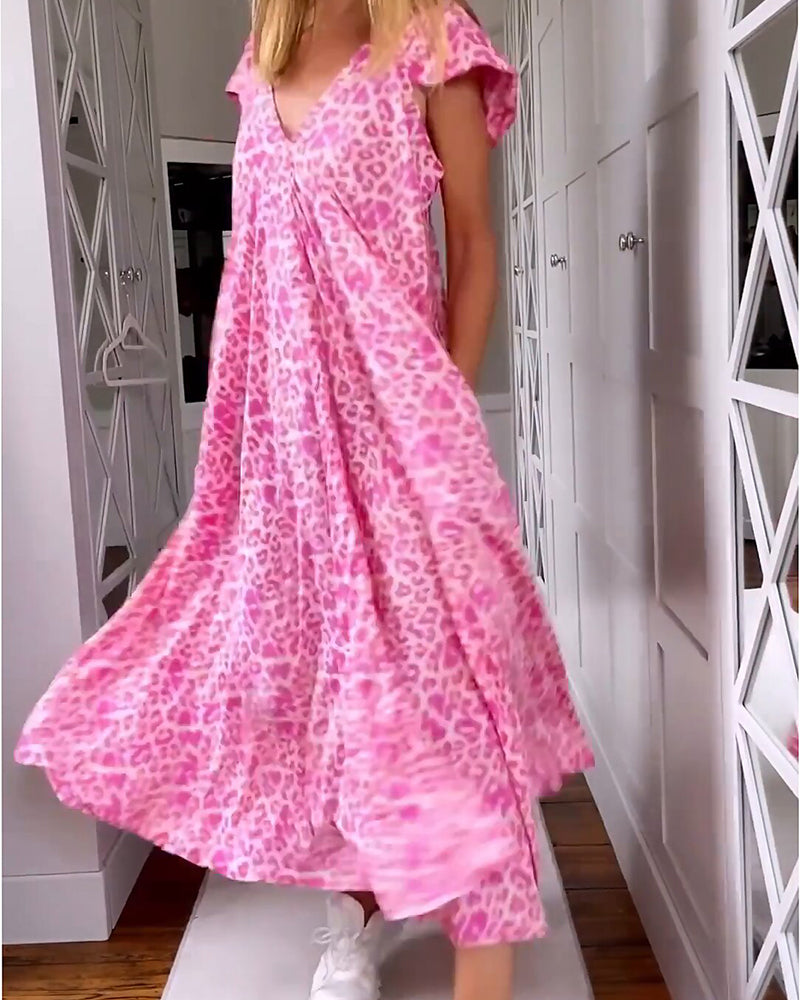 Hevana-1 | Bedrucktes Kleid mit V-Ausschnitt