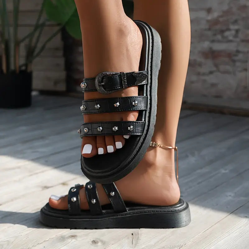 Schallie Schnalle Gürtel Plattform weiche Sohle Lässige Rutschen