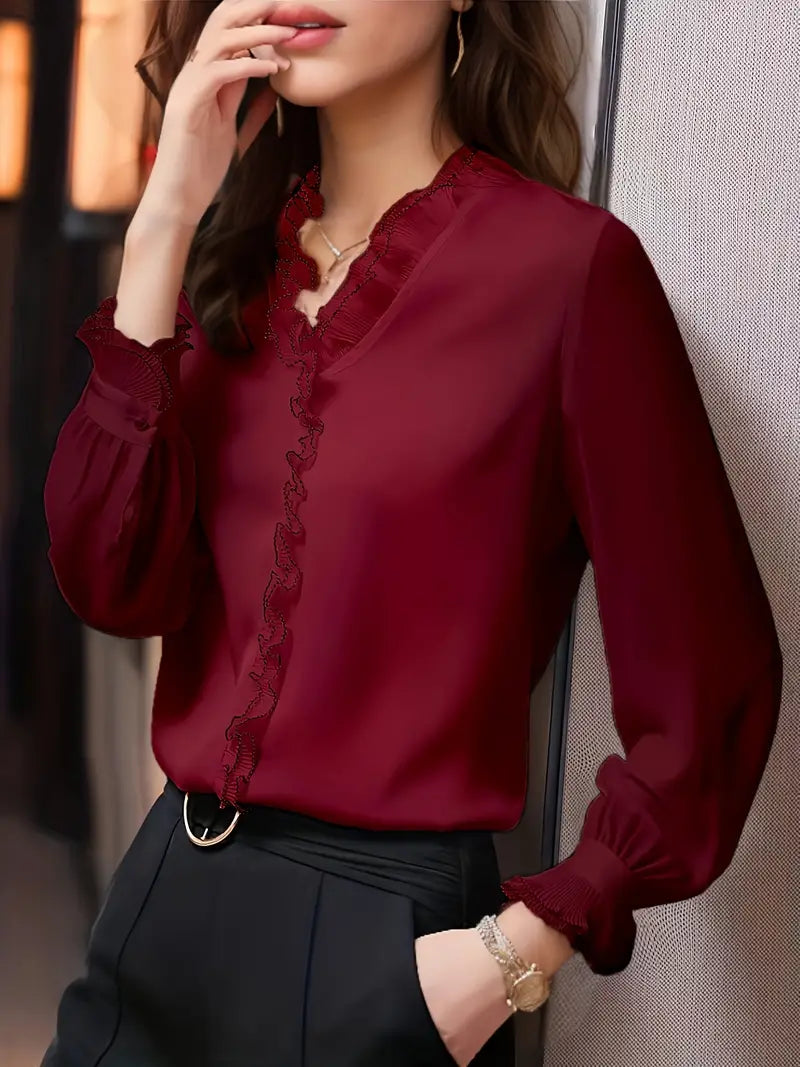 Langina | Langärmelige Bluse, Elegantes lässiges Damenoberteil
