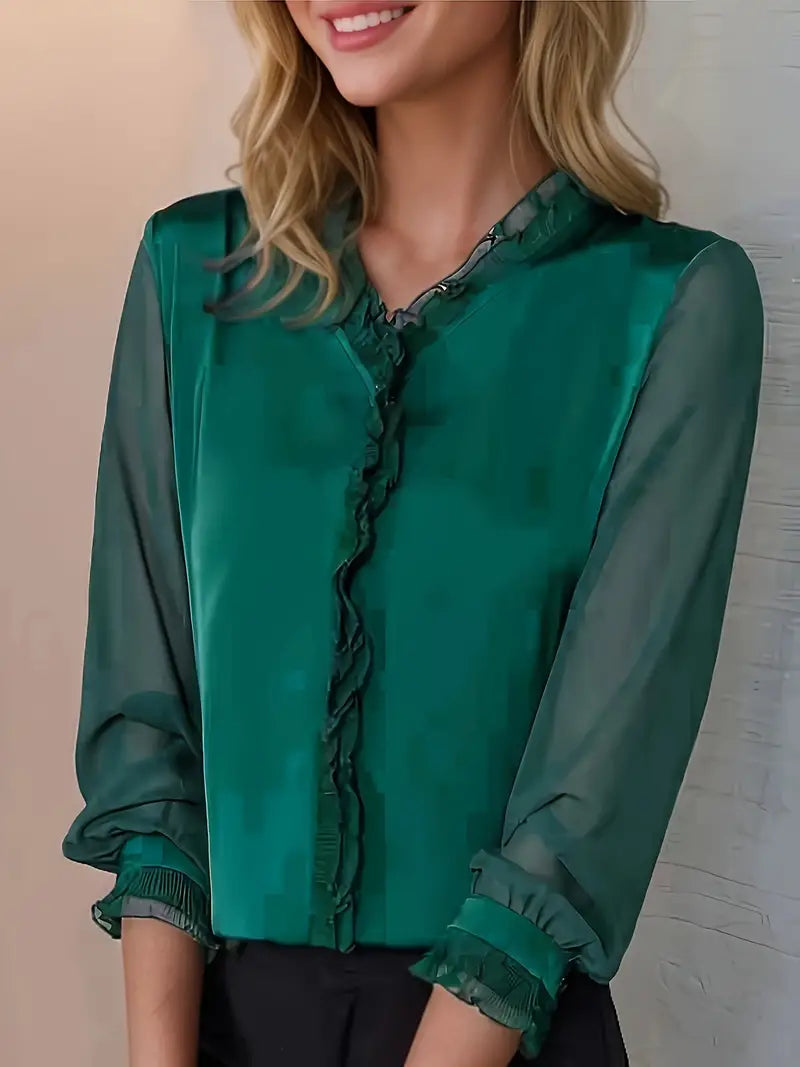 Langina | Langärmelige Bluse, Elegantes lässiges Damenoberteil