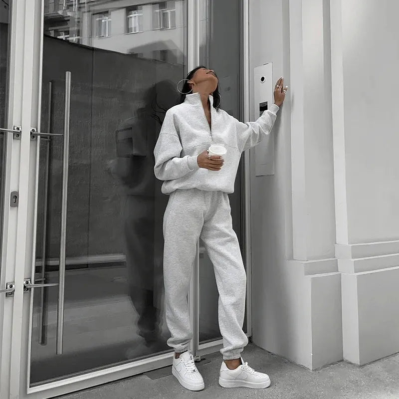 Dianna | Neu Polokragen Mode Sweatshirt Anzug