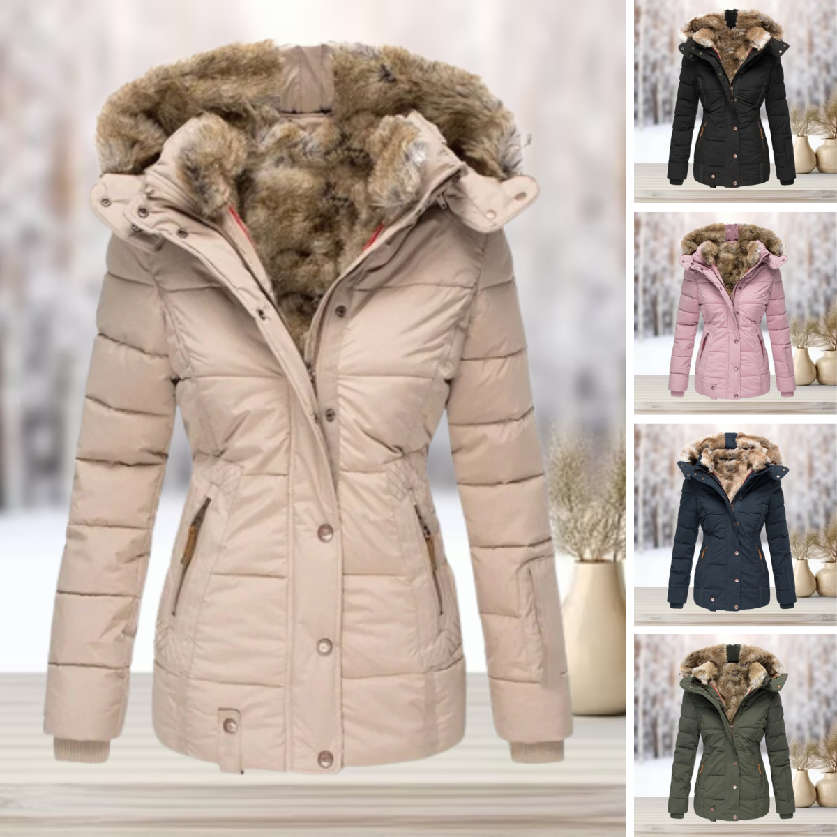 Eulalia | Elegante Pelz-Winterjacke mit Kapuze
