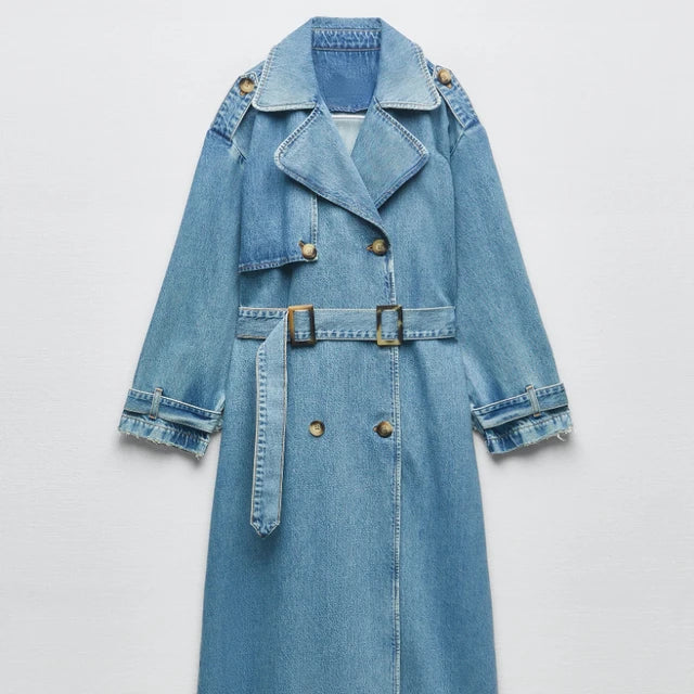 Claudiens | Gemütlicher und Warmer Denim-Trenchcoat