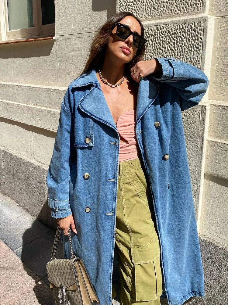 Claudiens | Gemütlicher und Warmer Denim-Trenchcoat