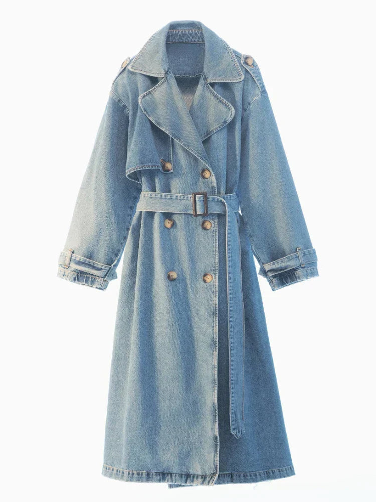 Claudiens | Gemütlicher und Warmer Denim-Trenchcoat