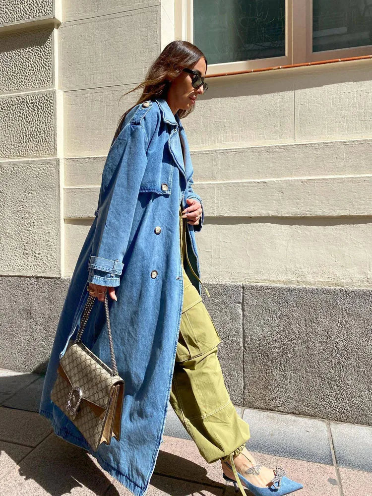 Claudiens | Gemütlicher und Warmer Denim-Trenchcoat