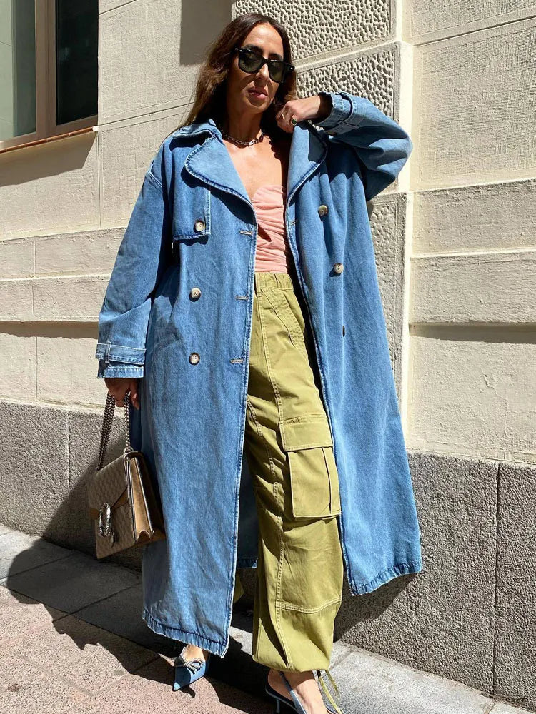 Claudiens | Gemütlicher und Warmer Denim-Trenchcoat
