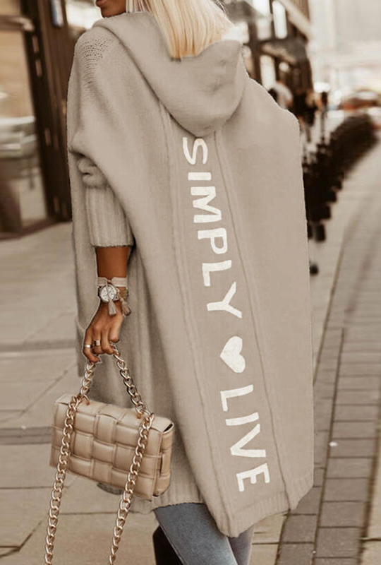 Simply Love | Kapuzen-Sweatjacke mit "Simply Live" Print