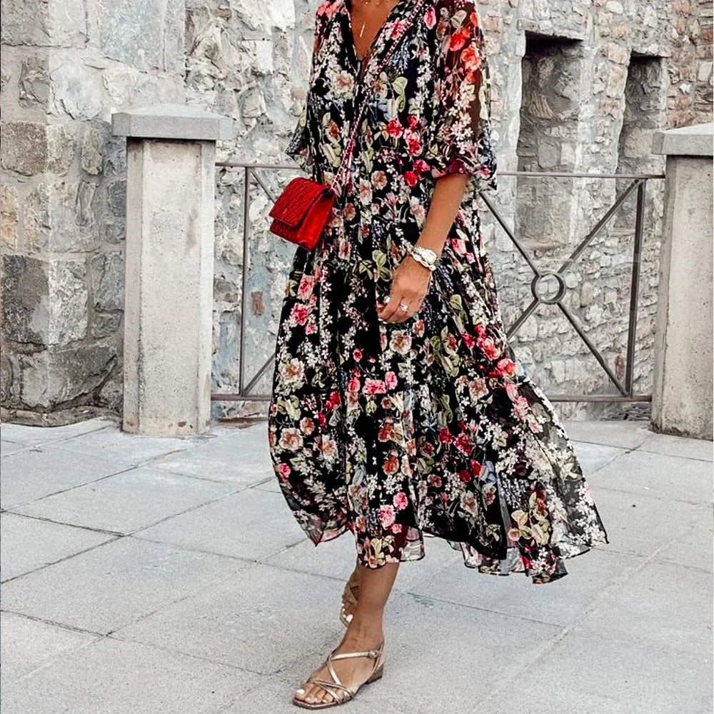 Fiametta | Freizeitkleid mit lebhaftem Blumenmuster