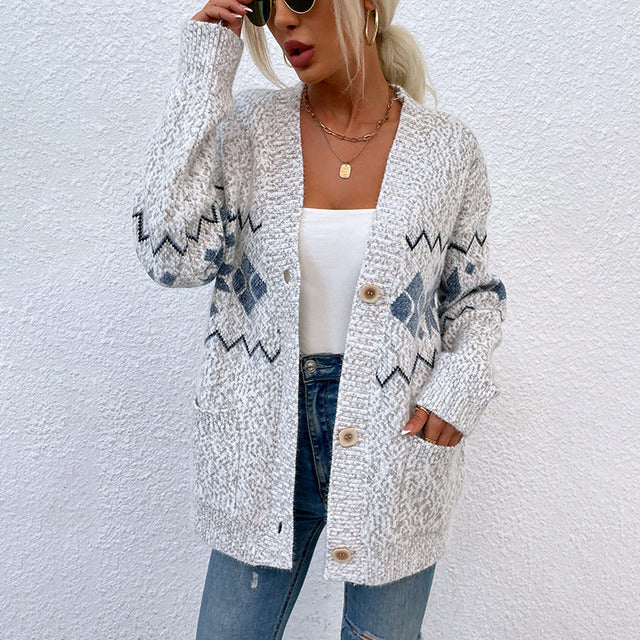 Zitharan | Warme Damen Strickjacke mit Langen Ärmeln