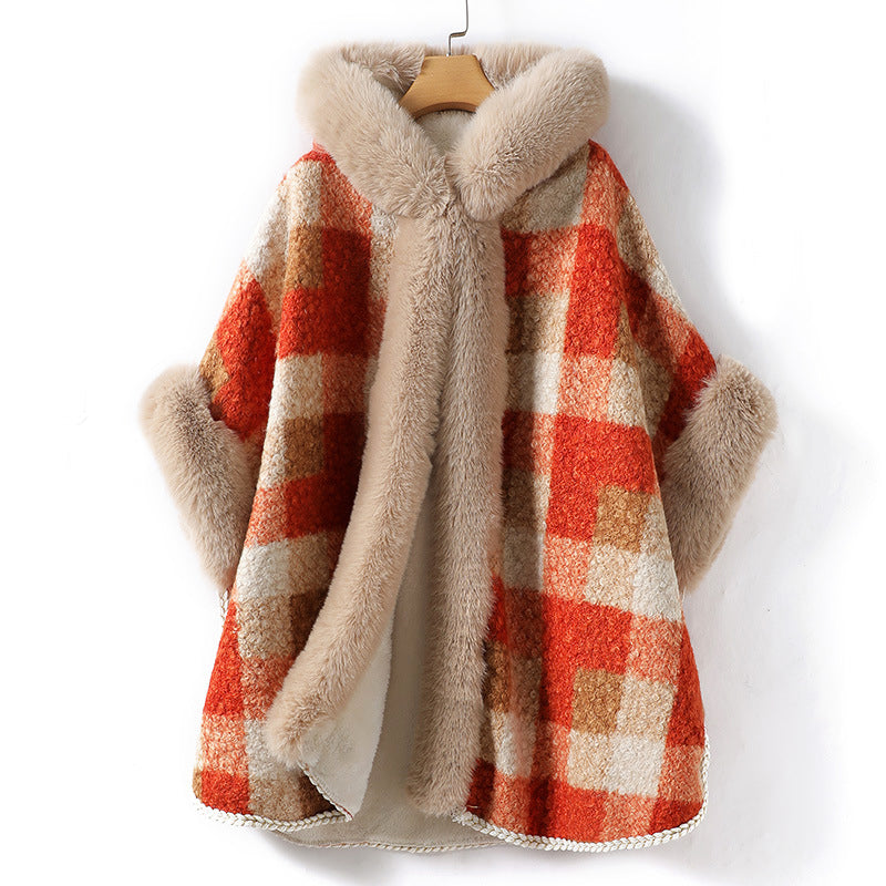 Risa | Poncho-Jacke mit Imitationsfell