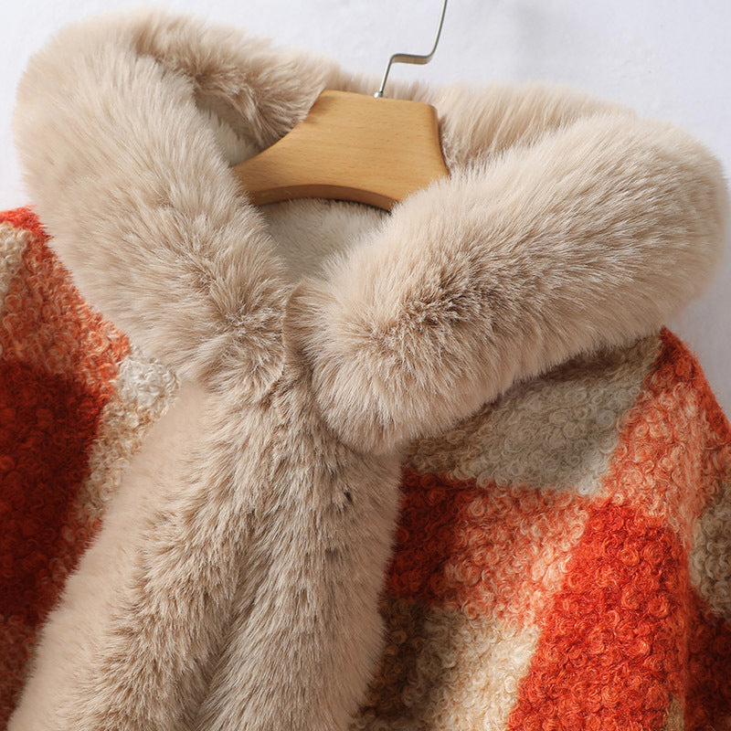 Risa | Poncho-Jacke mit Imitationsfell