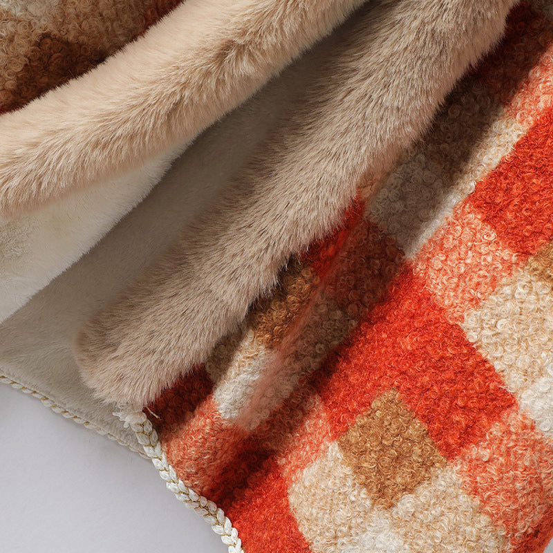 Risa | Poncho-Jacke mit Imitationsfell