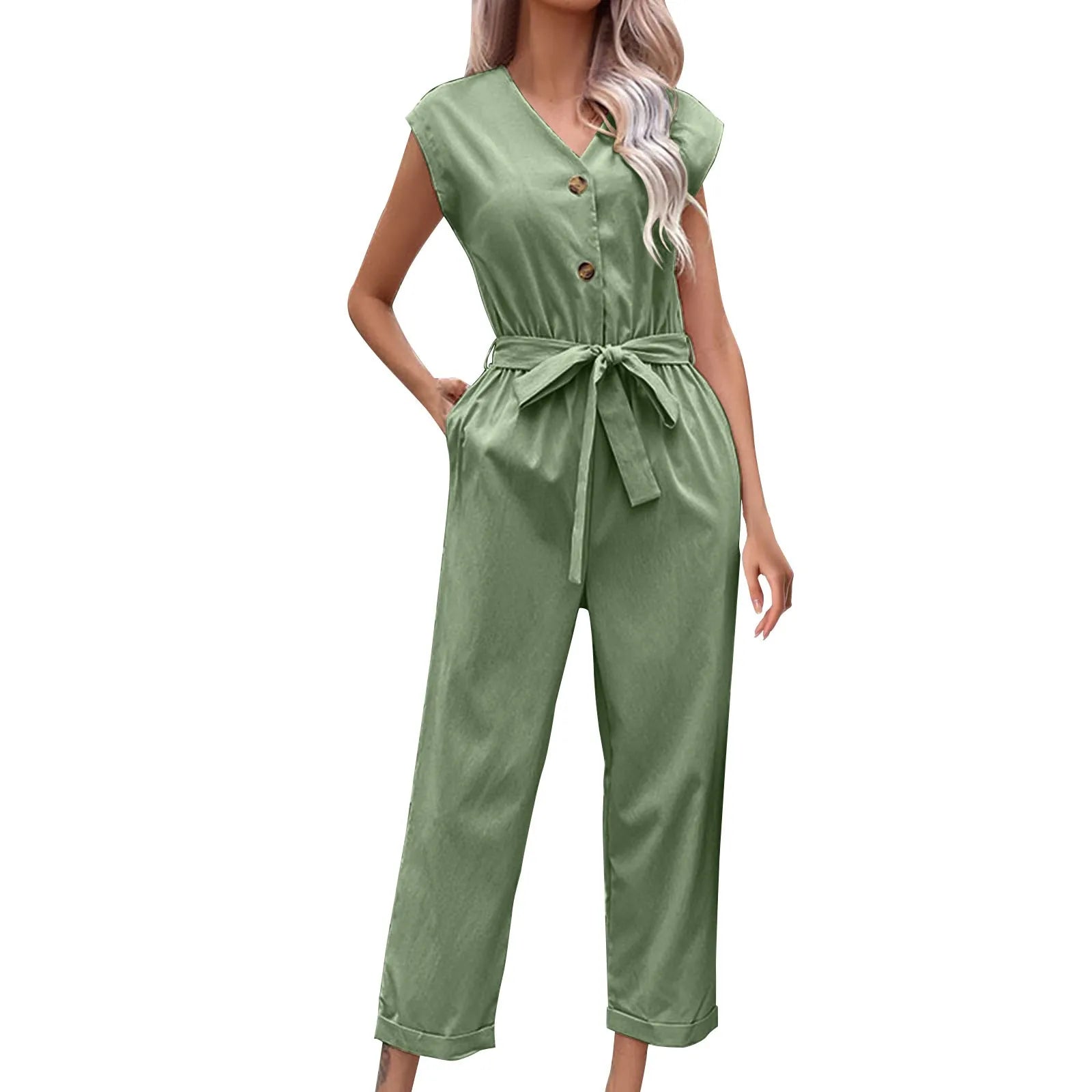 Allyn | Kurzärmeliger Jumpsuit mit verkürzter Hose
