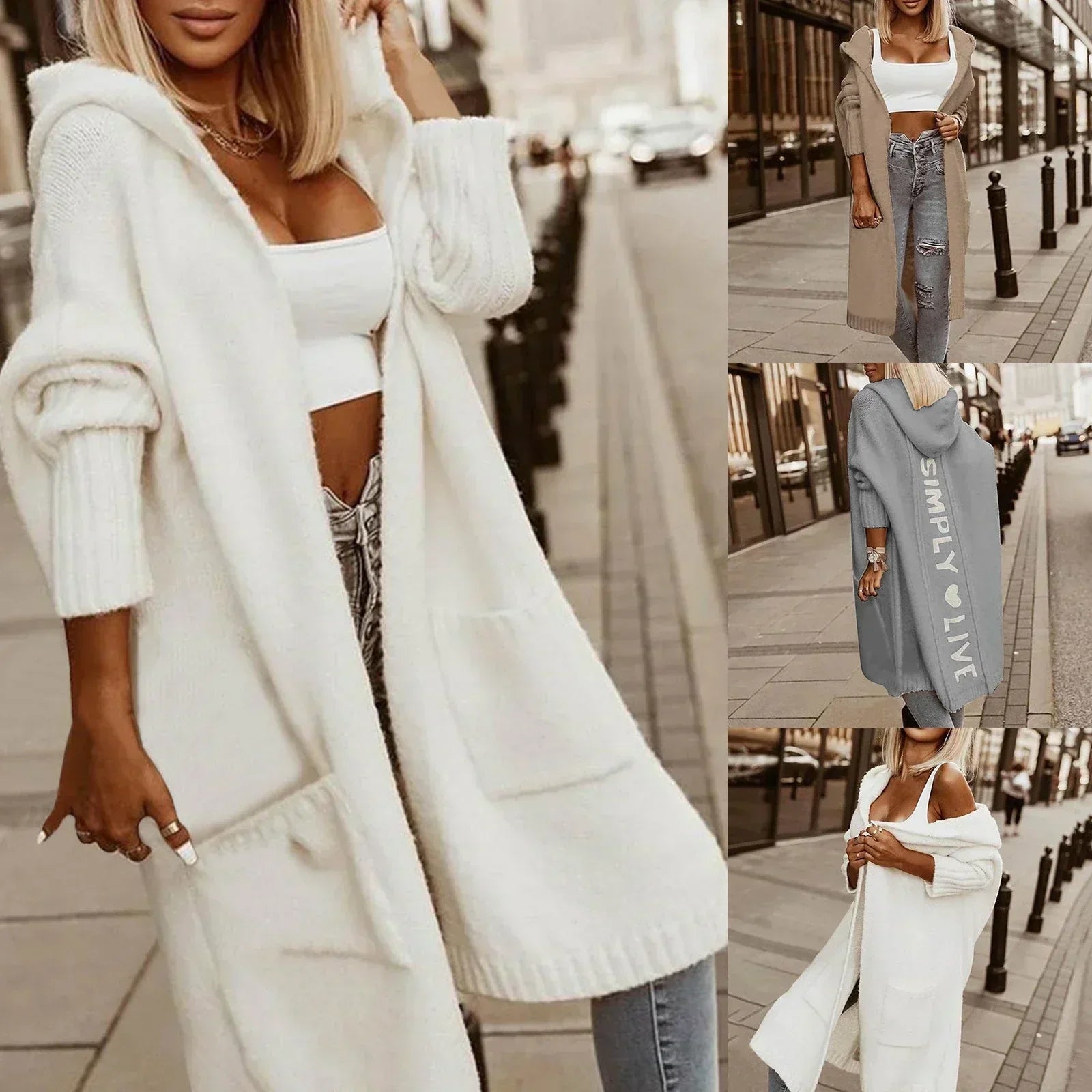 Simply Love | Kapuzen-Sweatjacke mit "Simply Live" Print