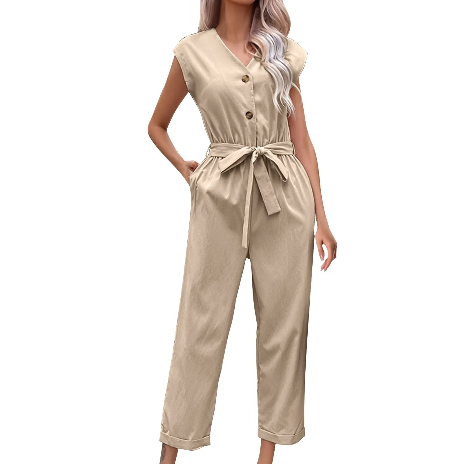 Allyn | Kurzärmeliger Jumpsuit mit verkürzter Hose