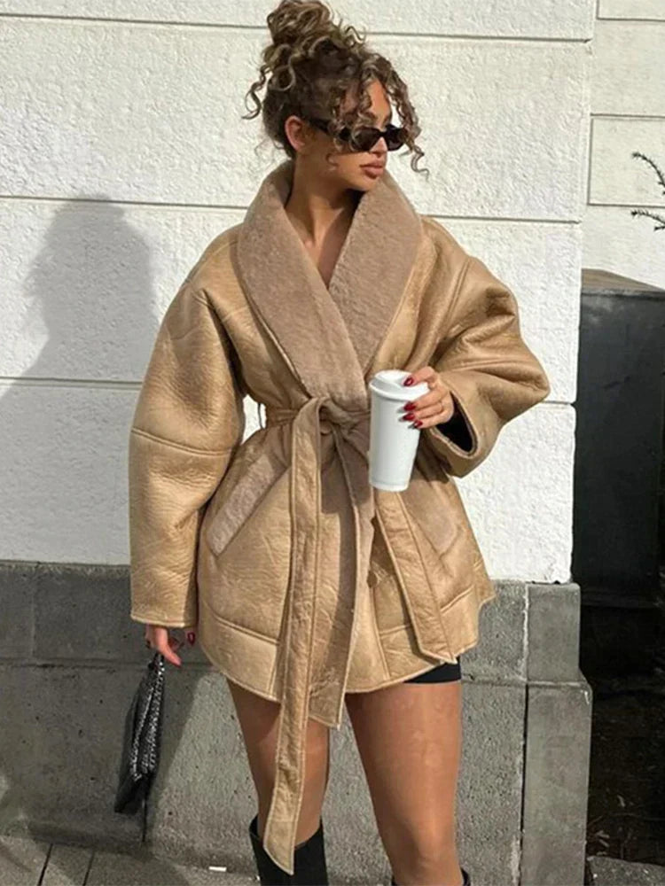 Remke | Winterjacke mit Kunstpelz und Lederaußenseite