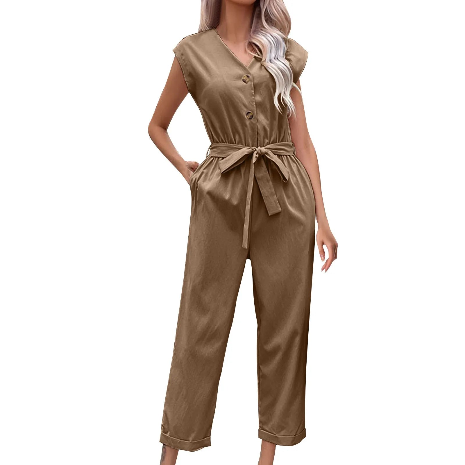 Allyn | Kurzärmeliger Jumpsuit mit verkürzter Hose