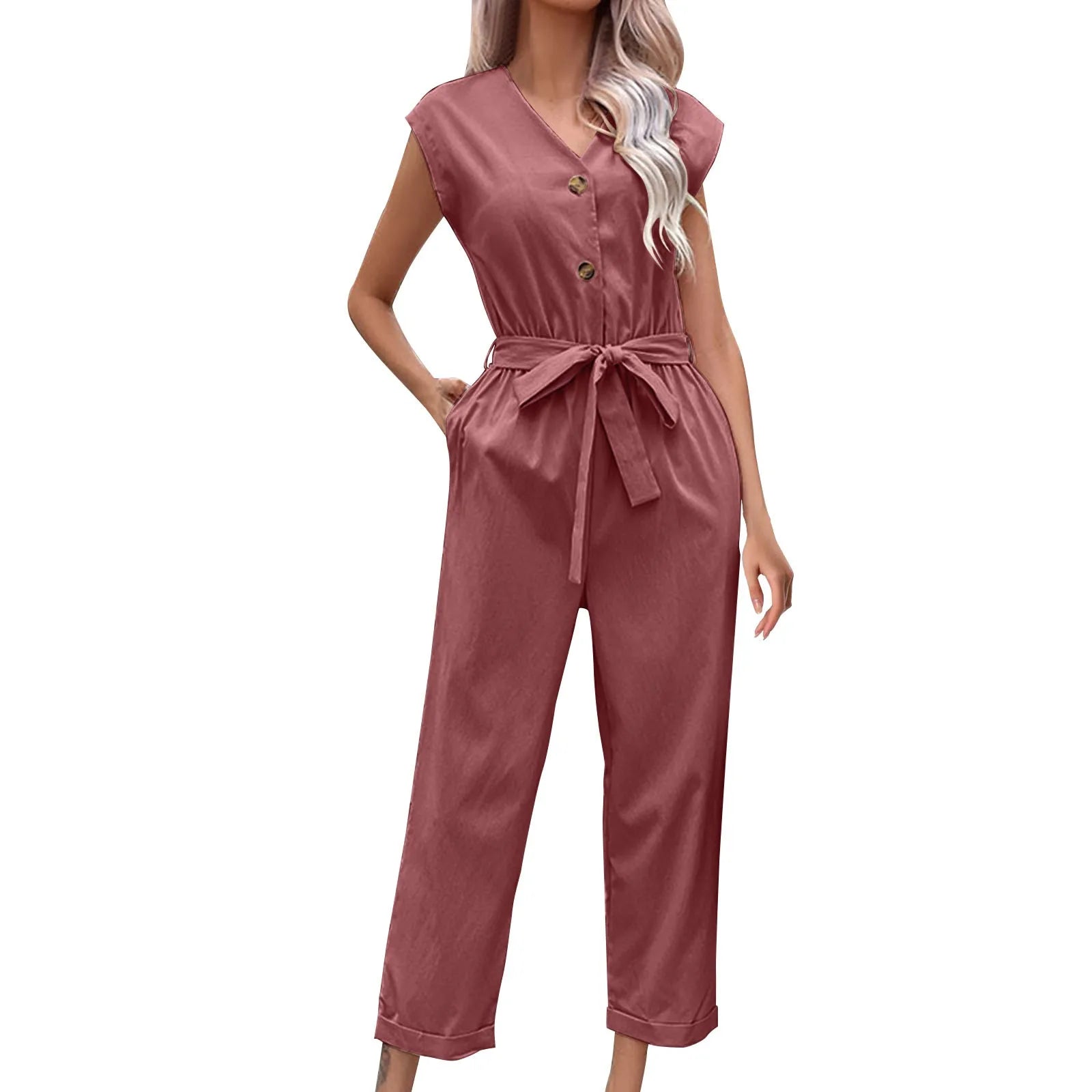 Allyn | Kurzärmeliger Jumpsuit mit verkürzter Hose