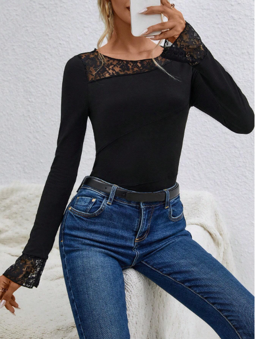 Annmarie | Das langärmelige rosa Oberteil mit Paillettenmuster