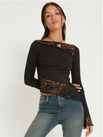 Annmarie | Das langärmelige rosa Oberteil mit Paillettenmuster