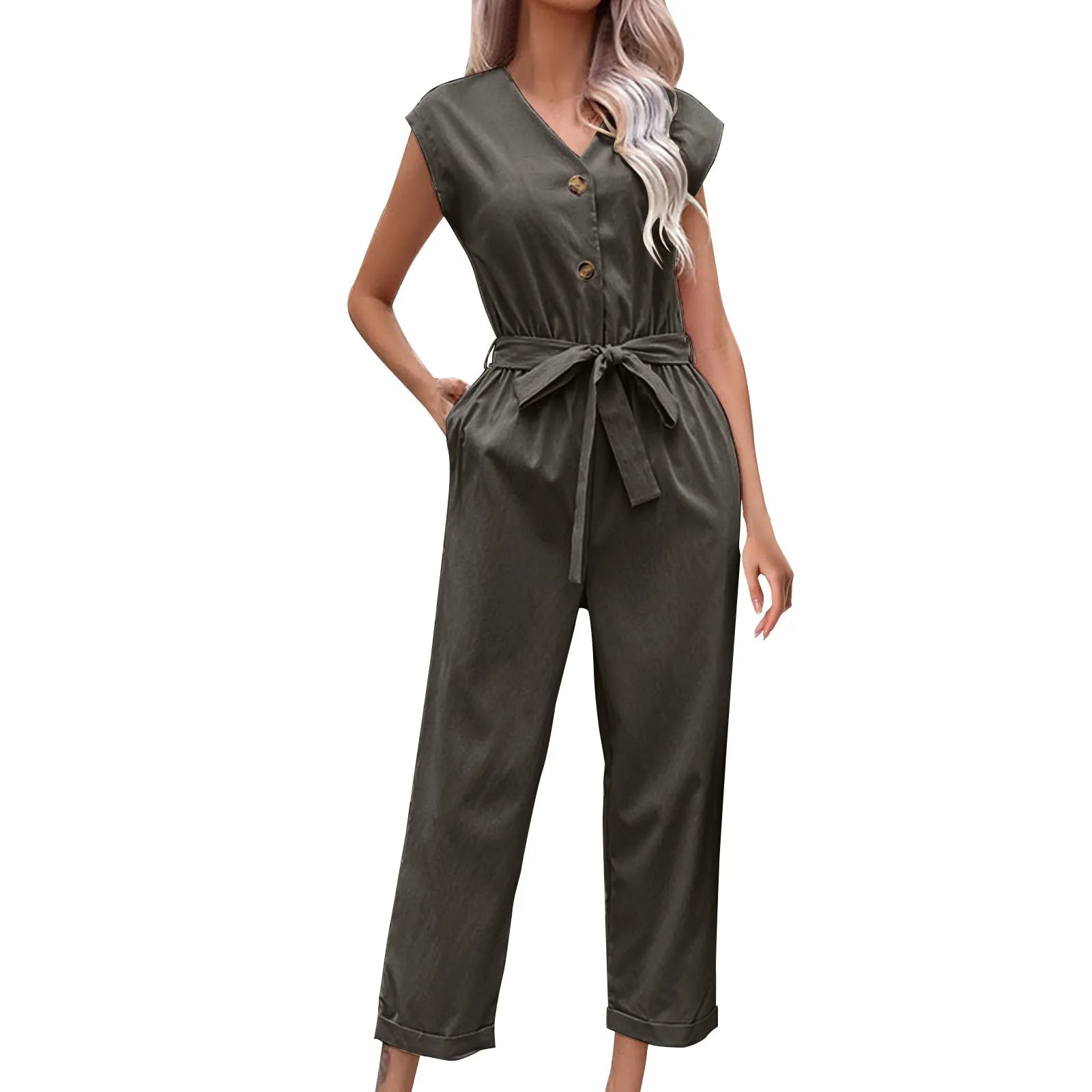 Allyn | Kurzärmeliger Jumpsuit mit verkürzter Hose