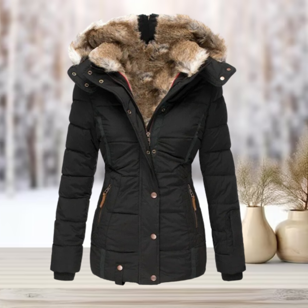 Eulalia | Elegante Pelz-Winterjacke mit Kapuze