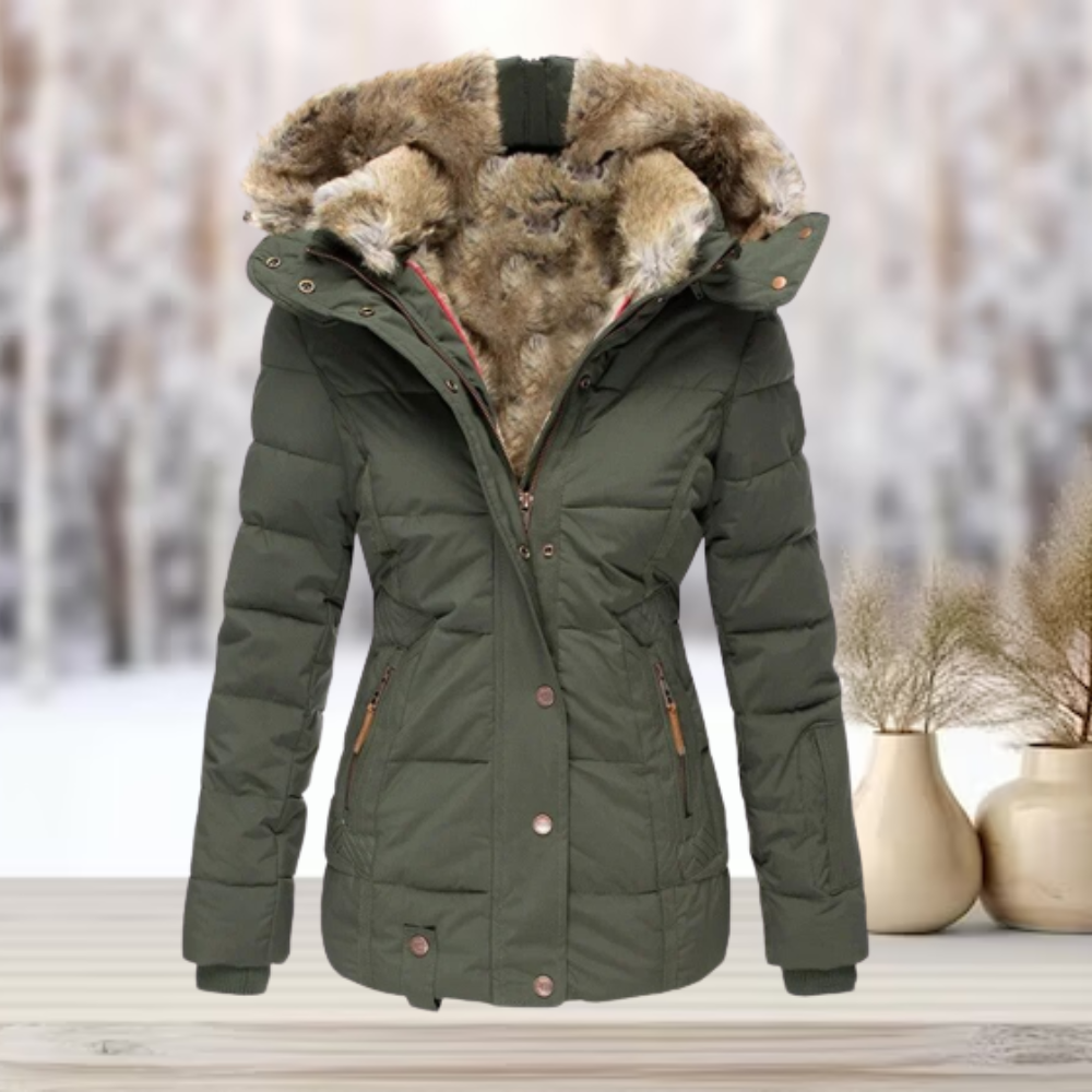 Eulalia | Elegante Pelz-Winterjacke mit Kapuze