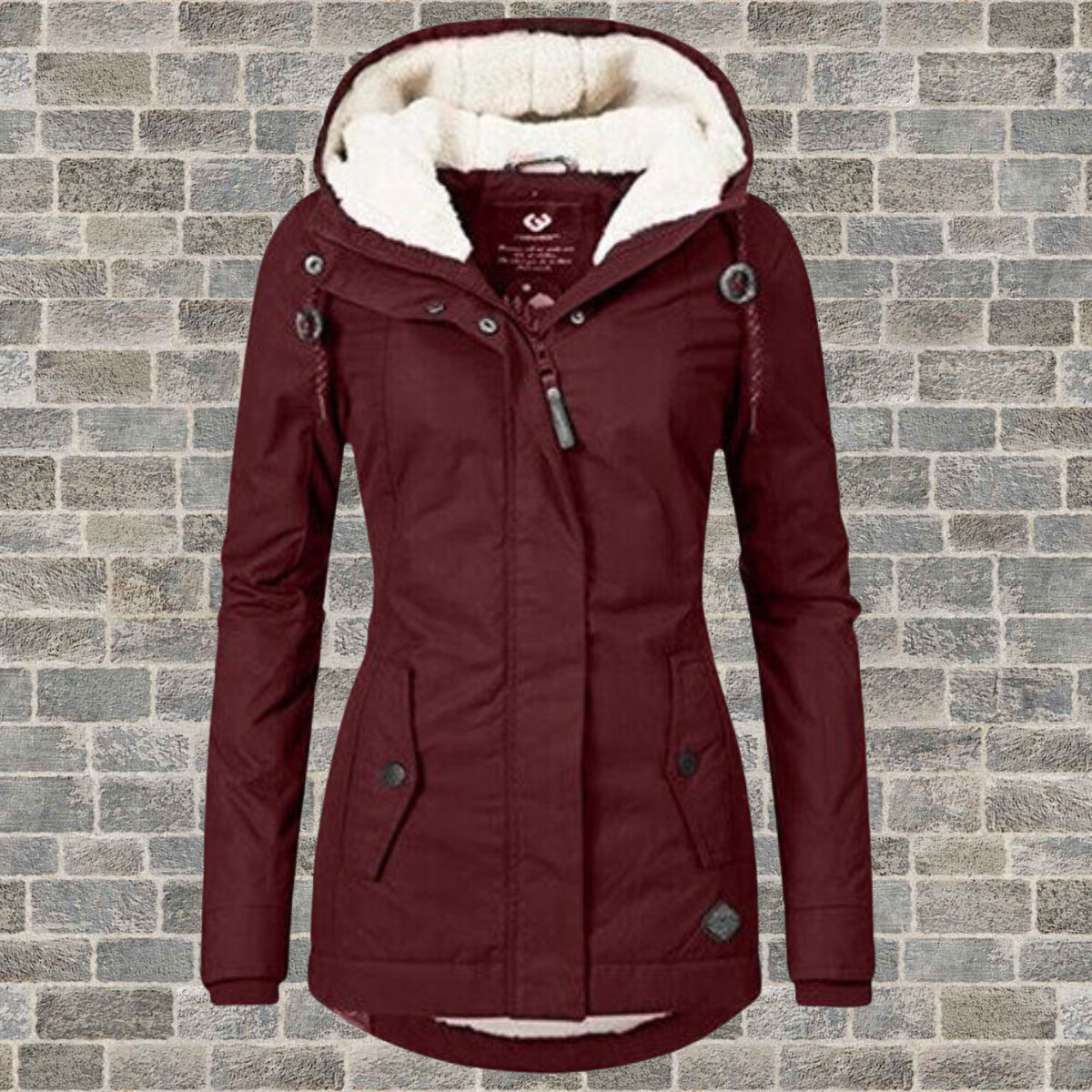 Celine | Neu Plissierter Baumwollmantel mit Kapuze aus Lambswool
