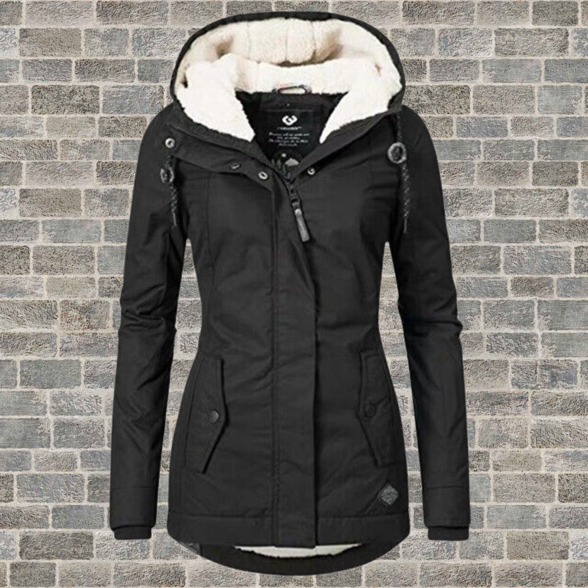 Celine | Neu Plissierter Baumwollmantel mit Kapuze aus Lambswool