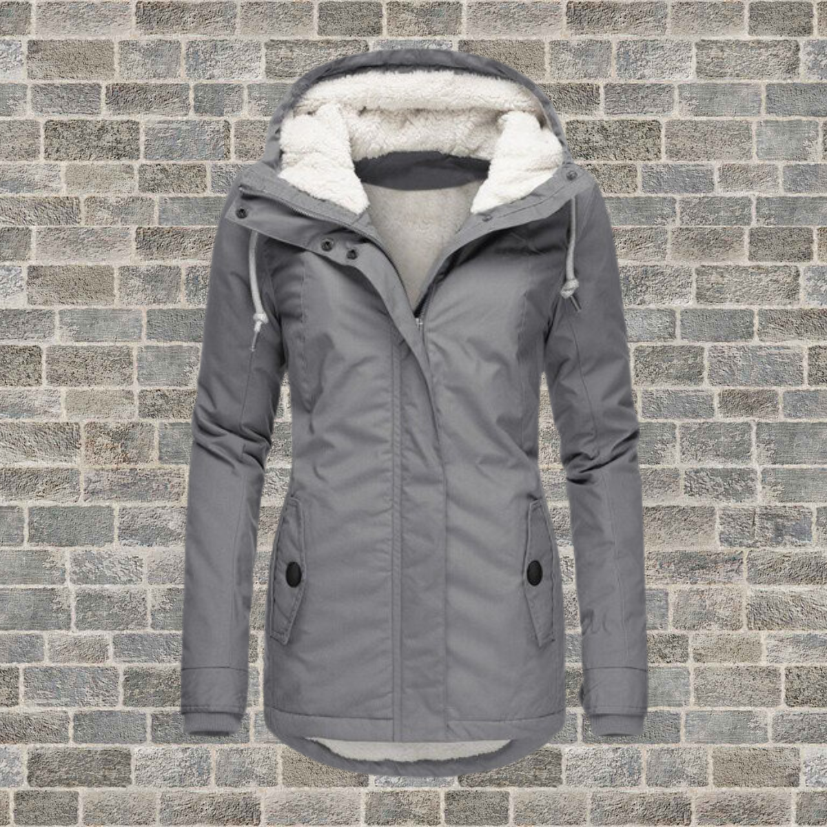 Celine | Neu Plissierter Baumwollmantel mit Kapuze aus Lambswool