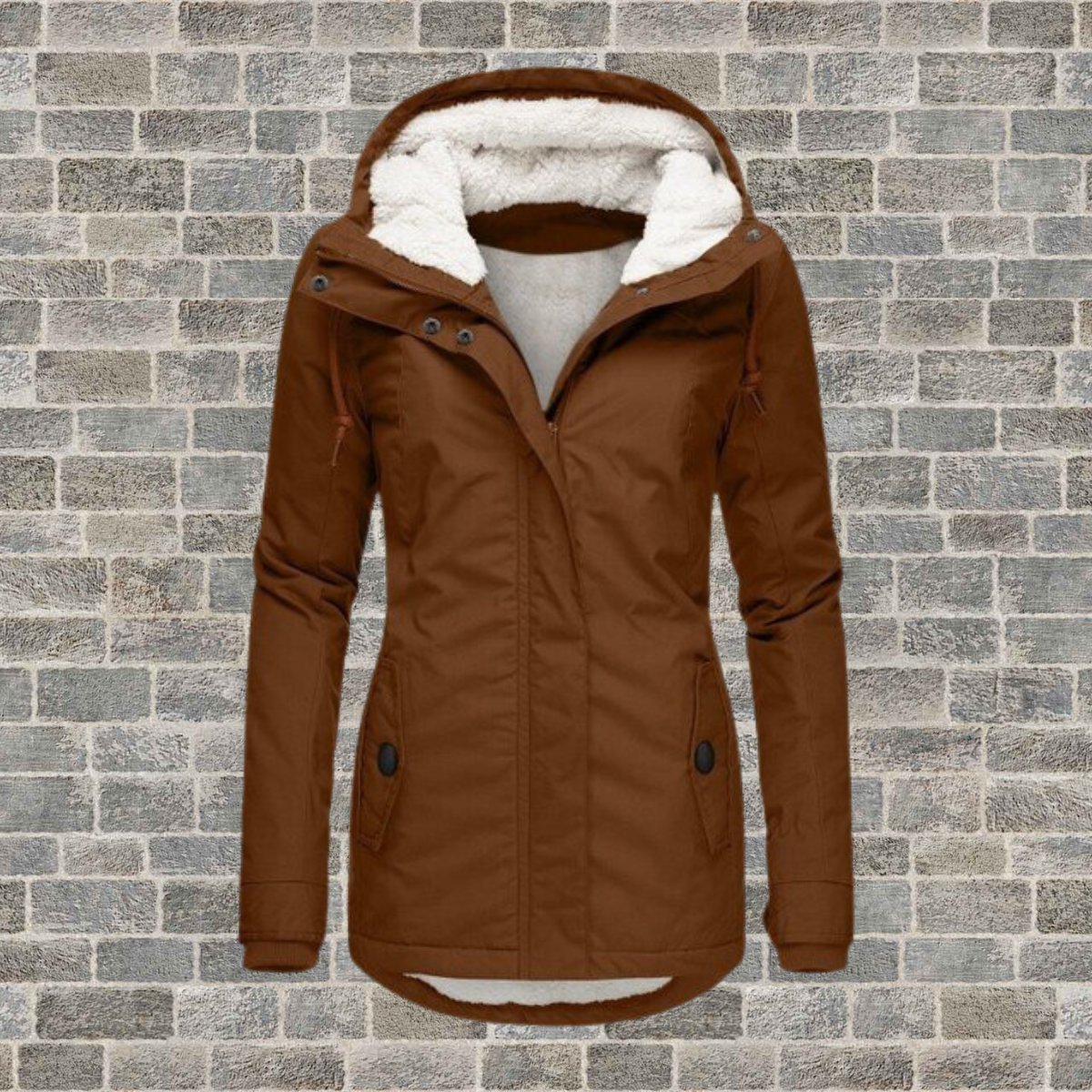 Celine | Neu Plissierter Baumwollmantel mit Kapuze aus Lambswool