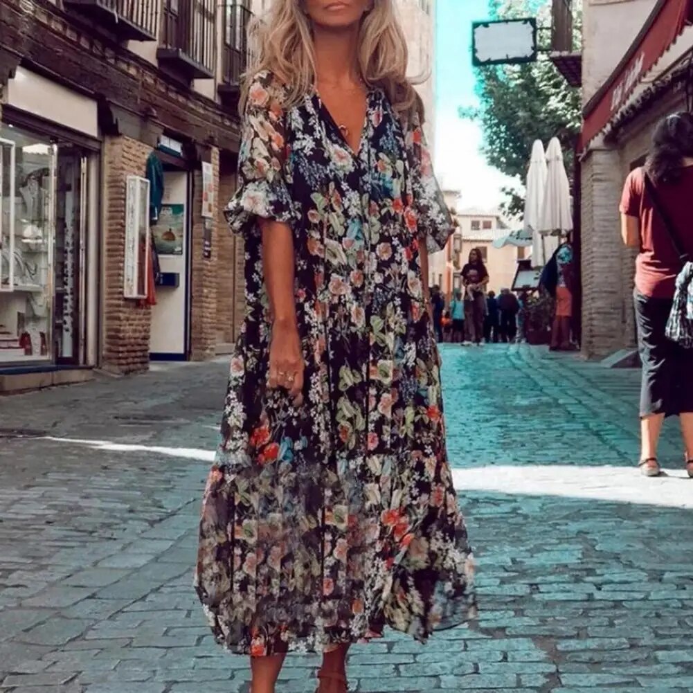 Fiametta | Freizeitkleid mit lebhaftem Blumenmuster