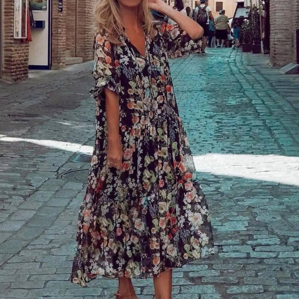 Fiametta | Freizeitkleid mit lebhaftem Blumenmuster