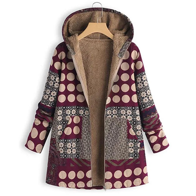 Clover | Dicke, bedruckte Kaschmir-Jacke