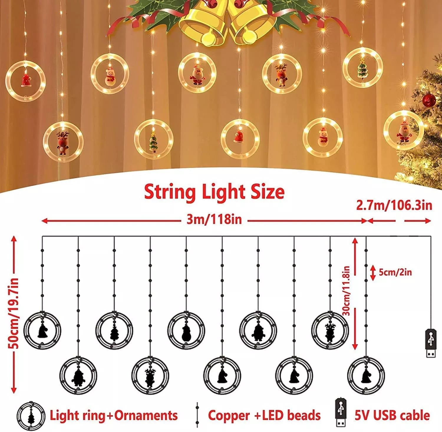 ChristmasLights | Bezaubernde 3D-Vorhanglichter für eine Magische Weihnachtsatmosphäre!