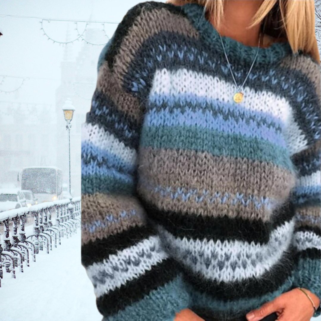 Mathil | Langer Lockerer Pullover mit Bunt Gestreiftem Design