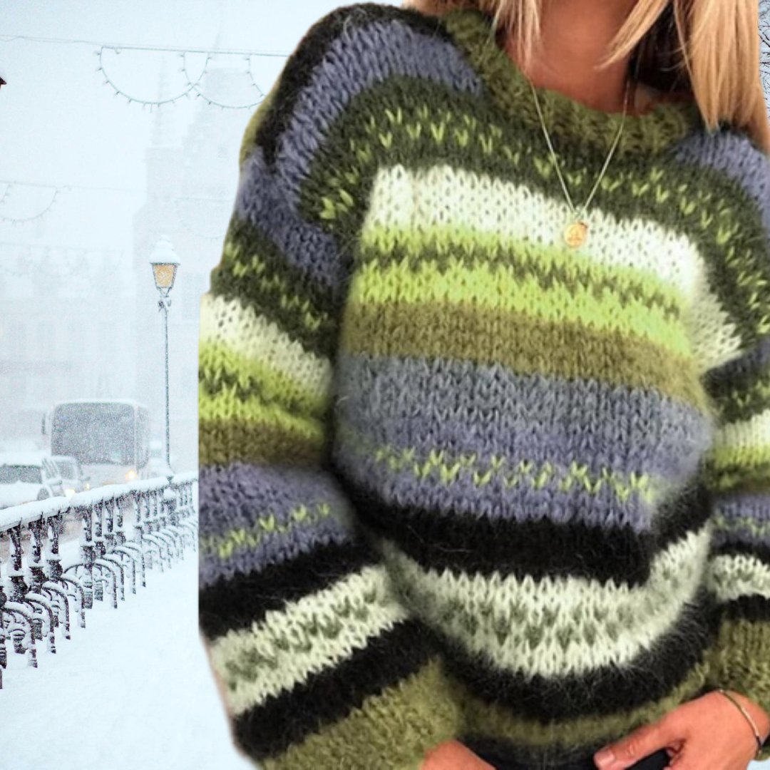 Mathil | Langer Lockerer Pullover mit Bunt Gestreiftem Design
