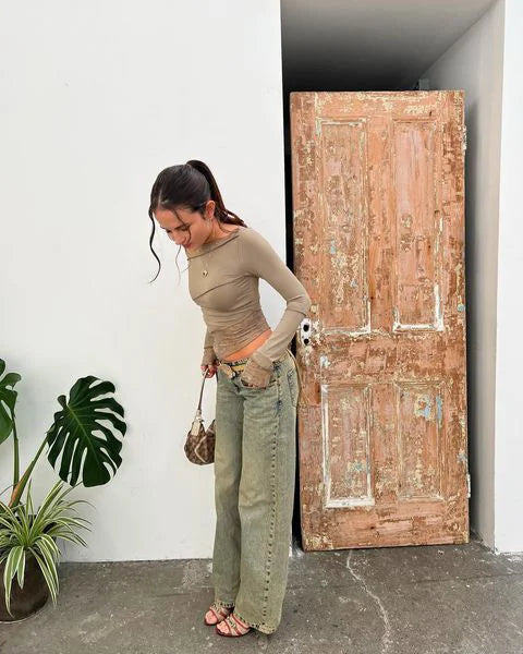 Gabbi | Das langärmelige rosa Oberteil mit Paillettenmuster