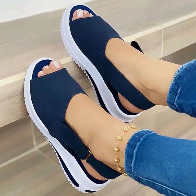 Brigittana |Rutschfeste Damen Strandsandalen mit offenem Keilabsatz
