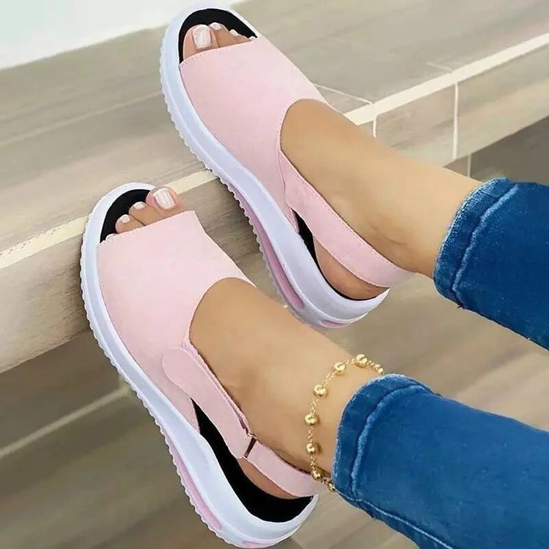 Brigittana |Rutschfeste Damen Strandsandalen mit offenem Keilabsatz