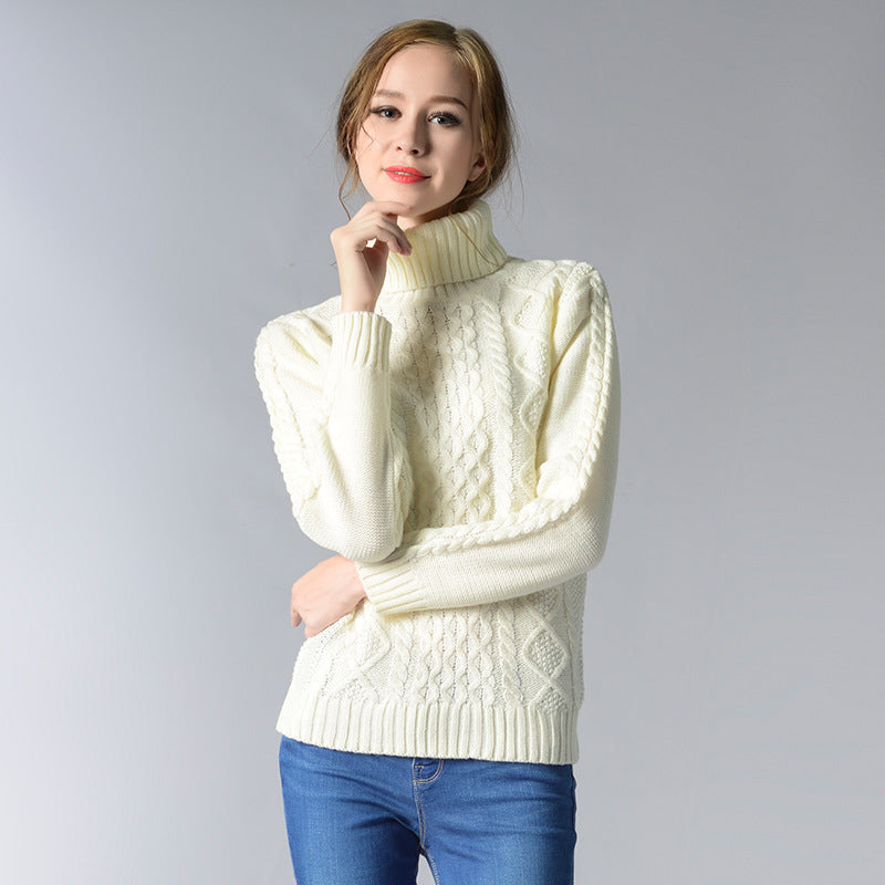 Andie | Damen Rollkragenpullover mit langen Ärmeln und Kabelstrick