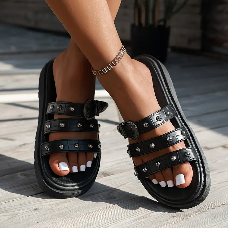 Schallie Schnalle Gürtel Plattform weiche Sohle Lässige Rutschen