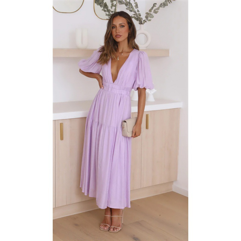 Elia | Kleid mit V-Ausschnitt und Puffärmeln