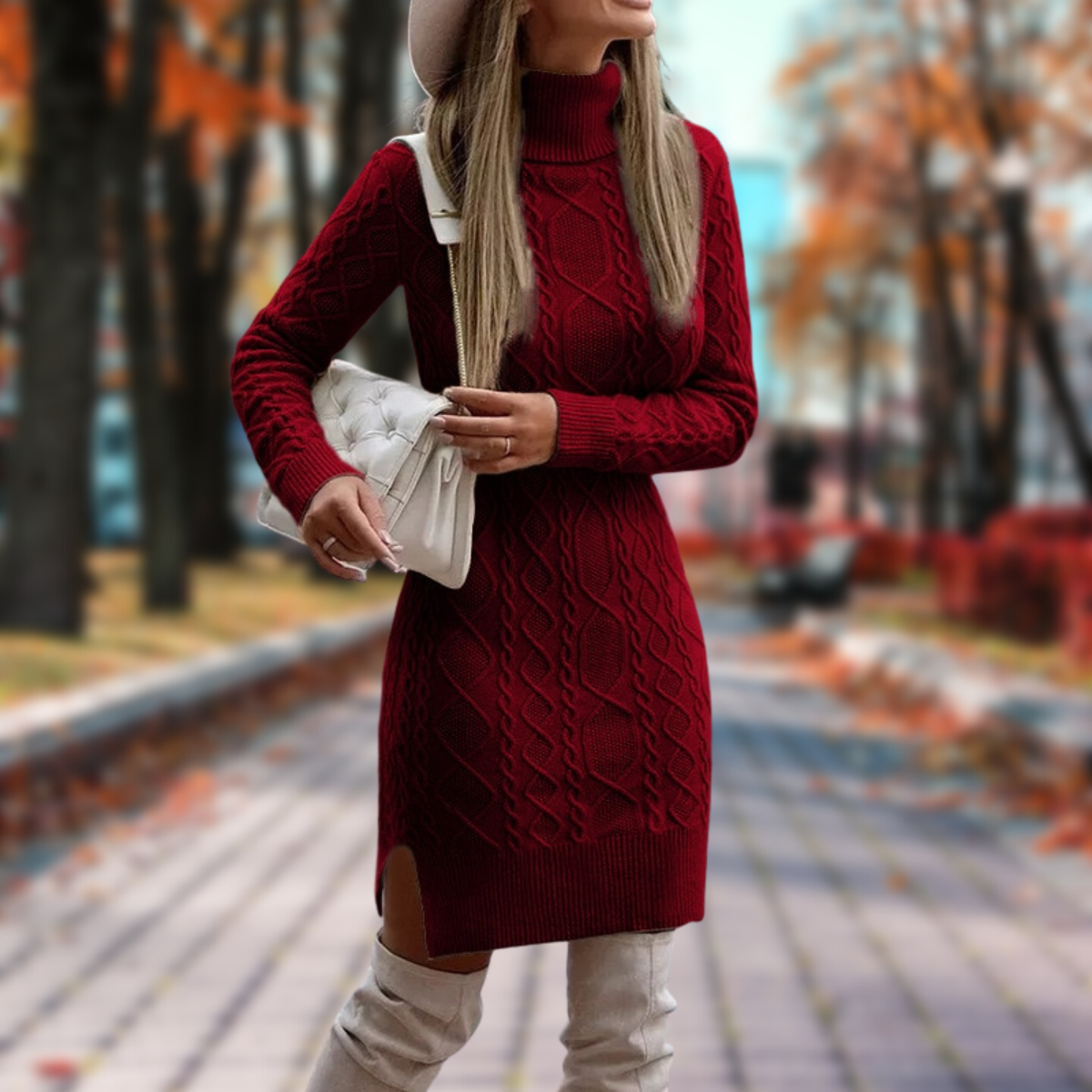 Jaimee Kleid | Gestricktes Winterkleid mit Rollkragen